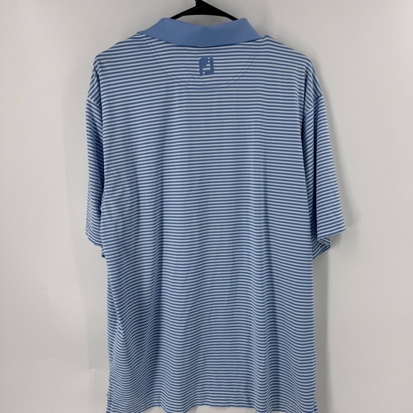 FootJoy Pro Dry Light Blue and White Striped Polo Shirt - Picture 3 of 6